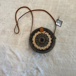 Woven Crossbody Bag with Fabric Inlay NWT